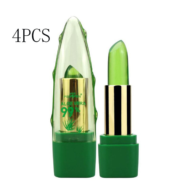 Aloe Vera Gel Color Changing Lipstick Gloss  Moisturizer Anti-drying Desalination Fine-grain Lip Blam Care