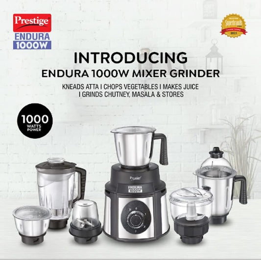 Prestige Endura 1000 Watts Mixer Grinder, 6 Jars