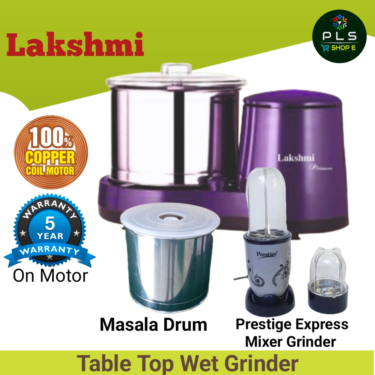 Lakshmi Table Top Platinum Wet Grinder Combi Pack