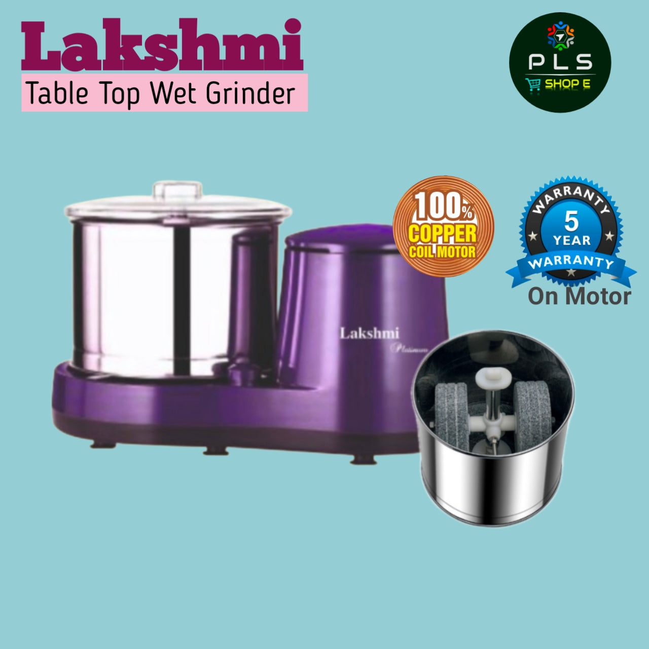 Lakshmi Table Top Wet Grinder 2 Litres With Masala Drum