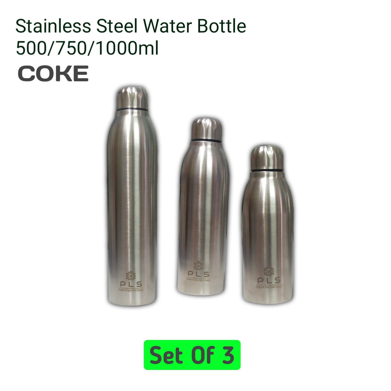 PLS Stainless Steel Water Bottle Combo