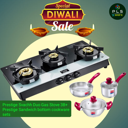 Prestige Svachh Duo Liftable Burner Glass Top Gas Stove 3B, Diwali Offer