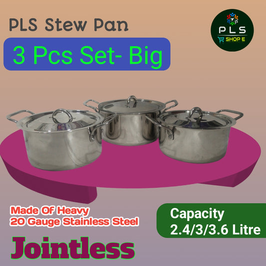 PLS 20G Stainless Steel Stew Pan Combo 2400/3000/3600ml