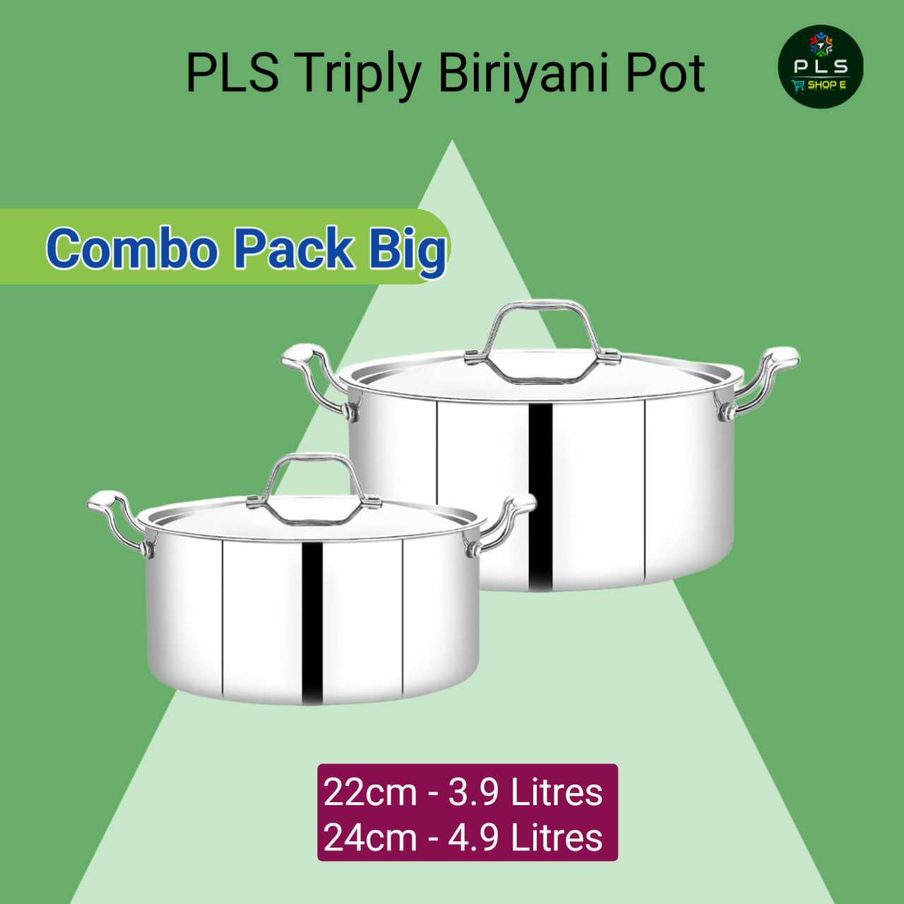 PLS Triply Casserole / Biriyani Pot With Induction Base Combo