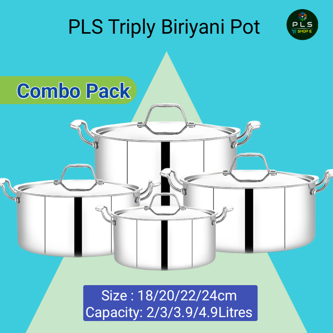 PLS Triply Casserole / Biriyani Pot With Induction Base Combo