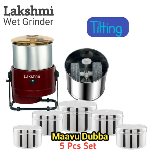 Lakshmi Tilting Wet Grinder 2 Litres With Maavu Dubba 5 Pcs Set