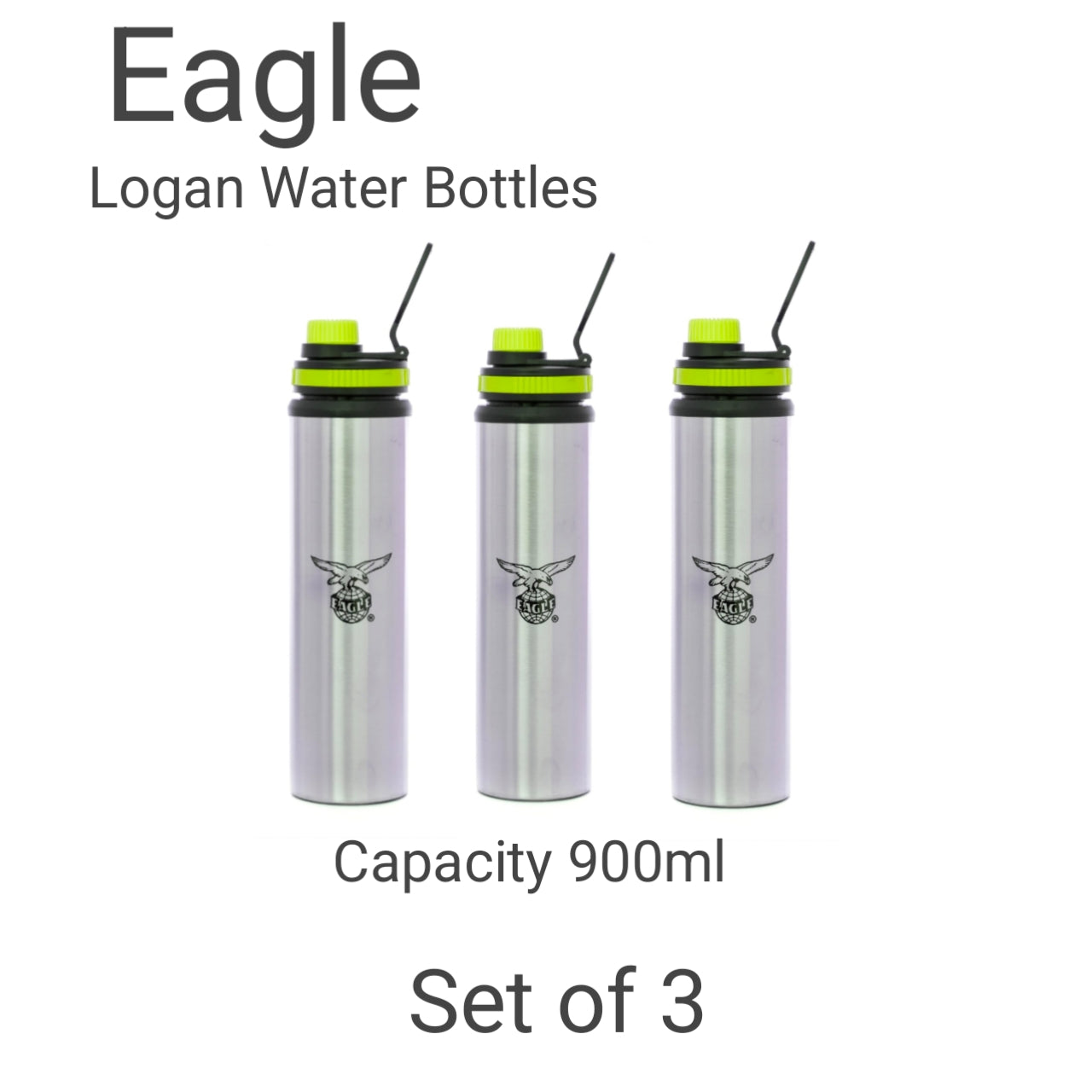 Eagle Logan Stainless Steel Water Bottle 900ml, Set of 3