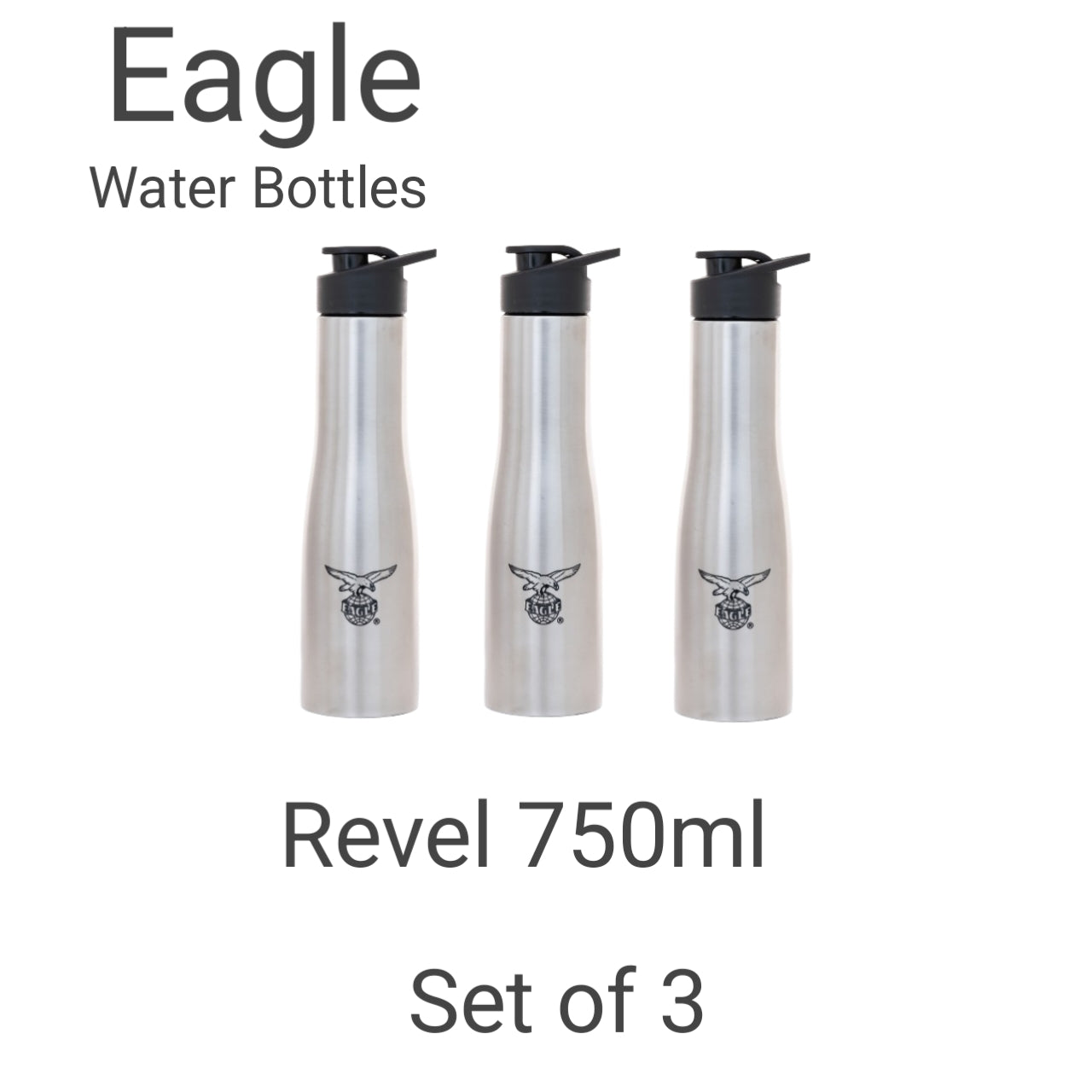 Eagle Revel Stainless Steel Water Bottle 750ml Set of 3