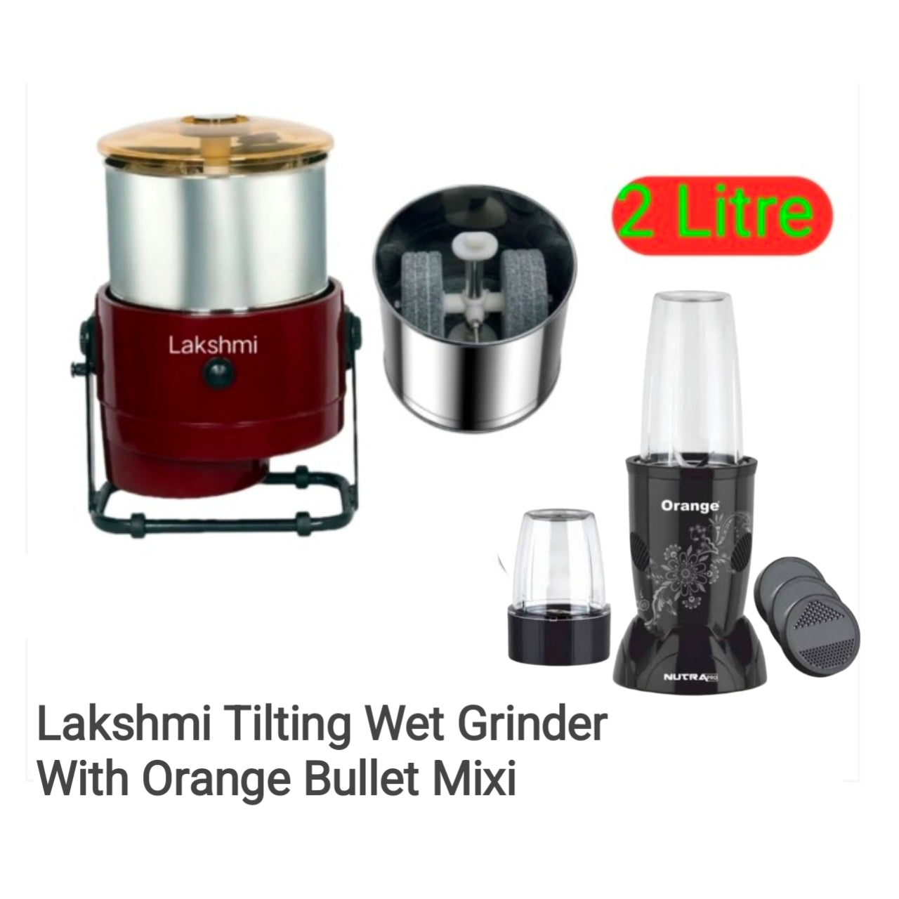 Lakshmi Tilting Grinder With Masala Drum 2 Litres Combo