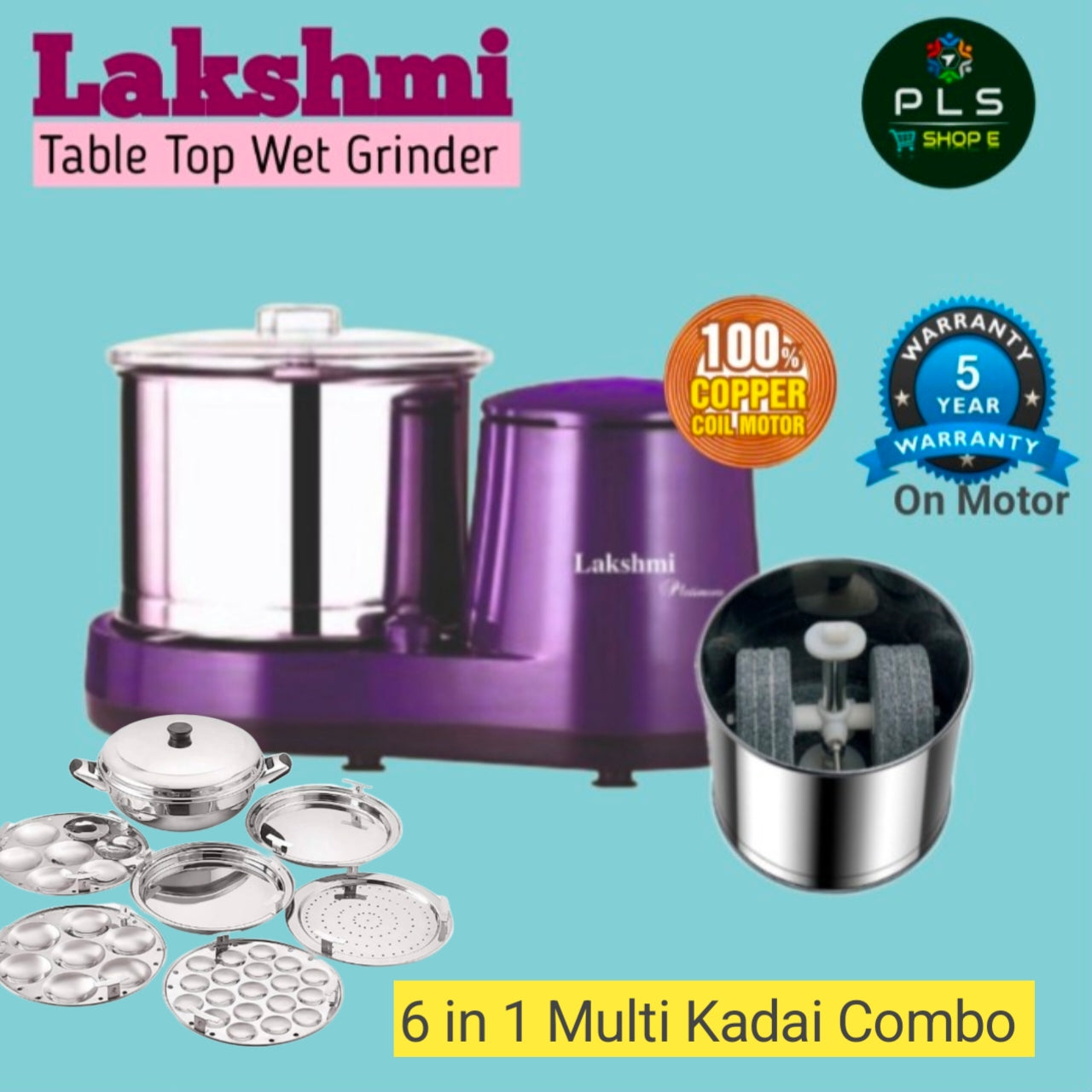 Lakshmi Platinum Table Top Wet Grinder Combo Pack