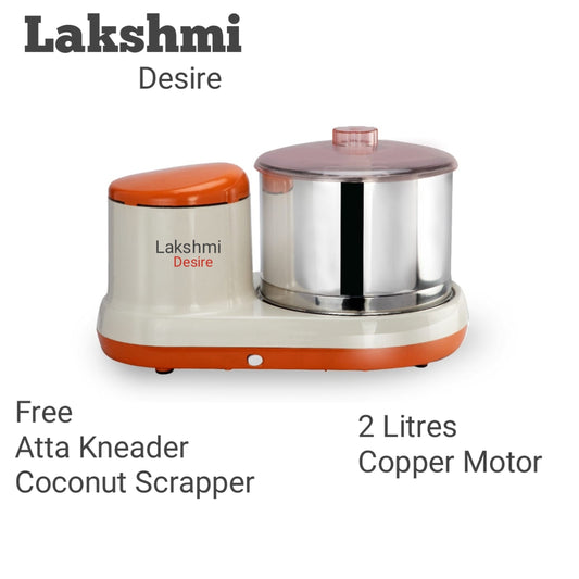 Lakshmi Desire Table Top Wet Grinder 2L, Fitted with Copper Motor