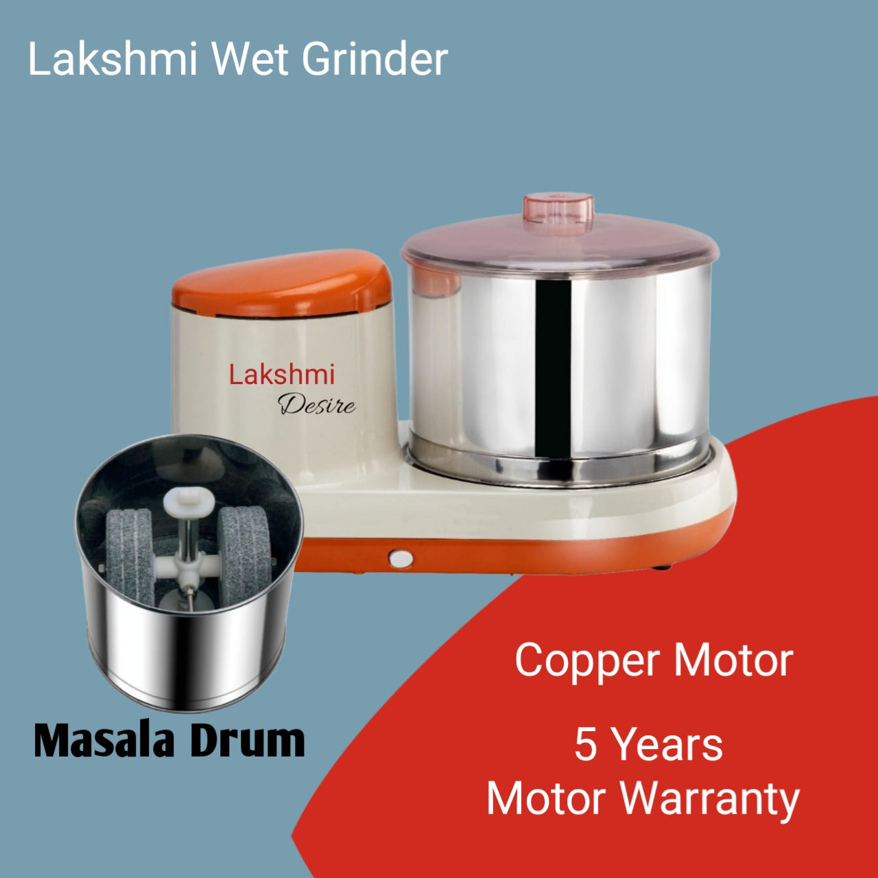 Lakshmi Desire Table Top Wet Grinder 2L, With Masala Drum