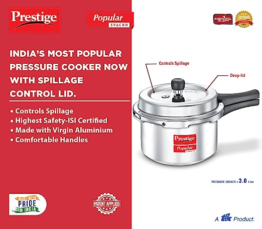 Prestige Popular Svachh Aluminium Pressure Cooker 3 Ltr