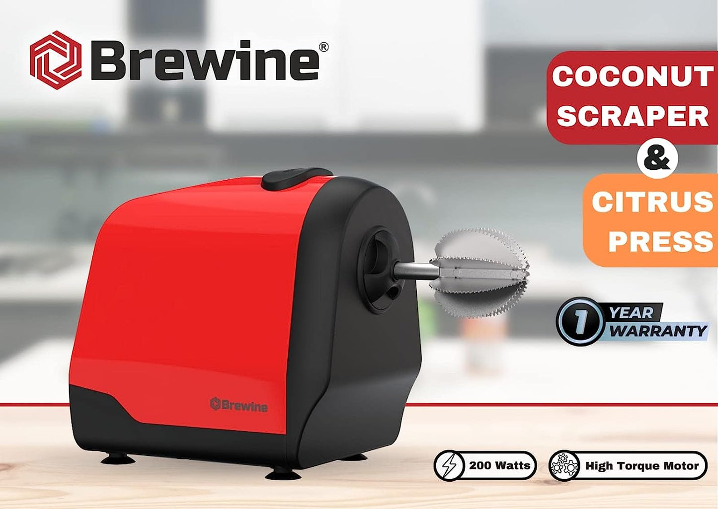 Brewine Coconut Scrapper Cum Citrus Juicer (2 in 1)