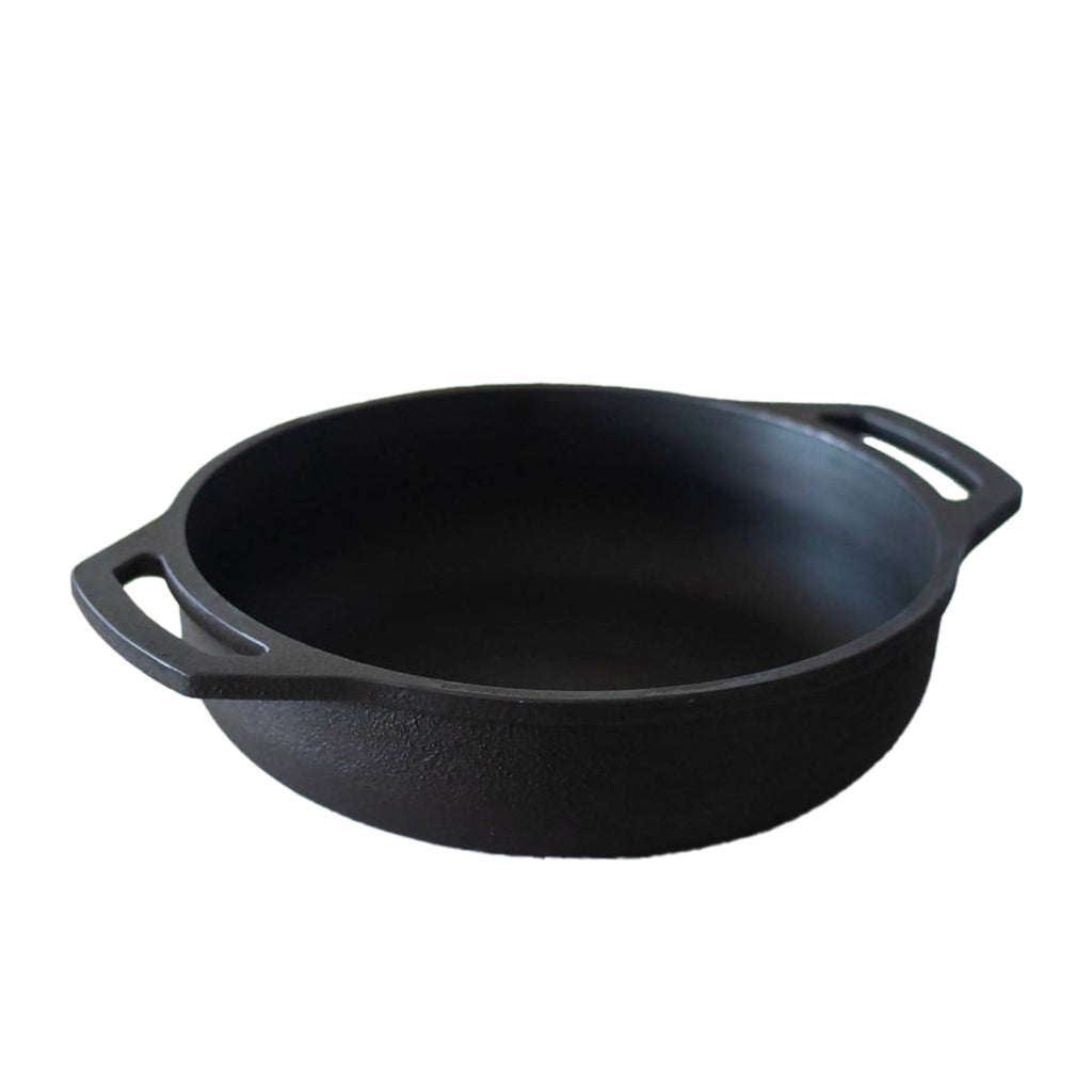 PLS Pre-Seasoned Cast Iron Flat Bottom Kadhai With Smooth Finish