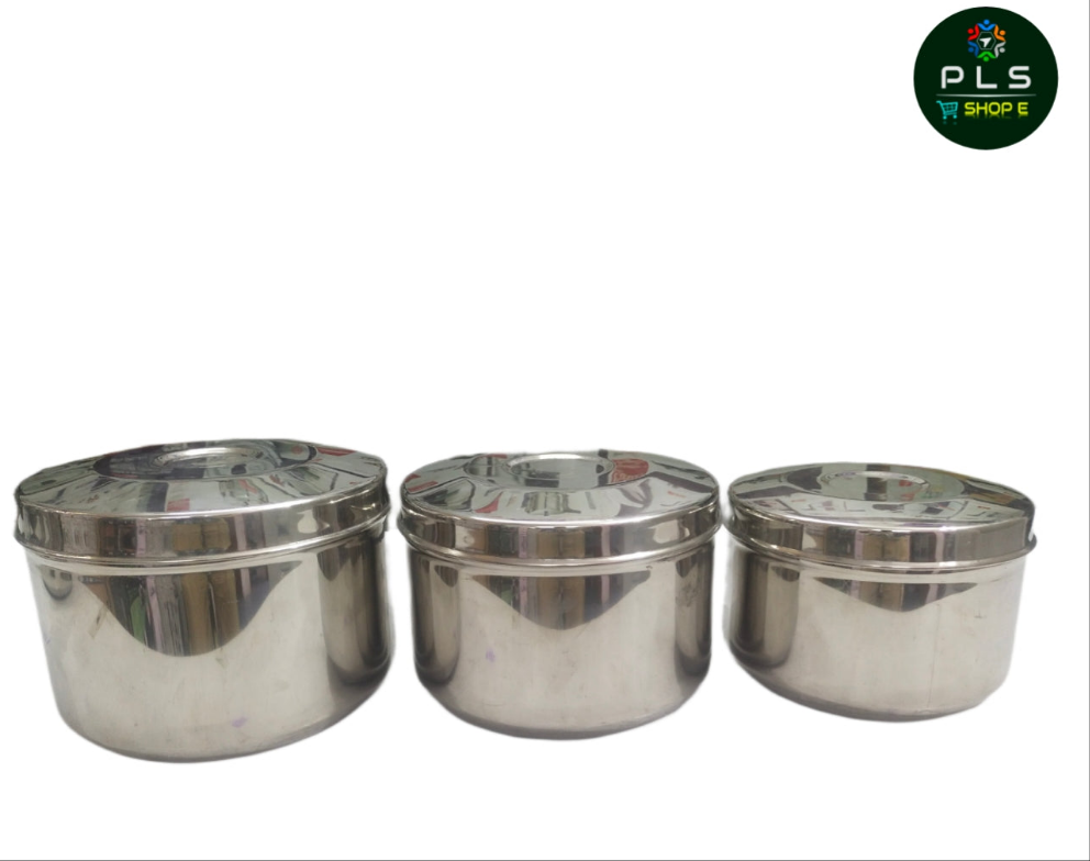 PLS Stainless Steel Maavu Dubba Big Set Of 3