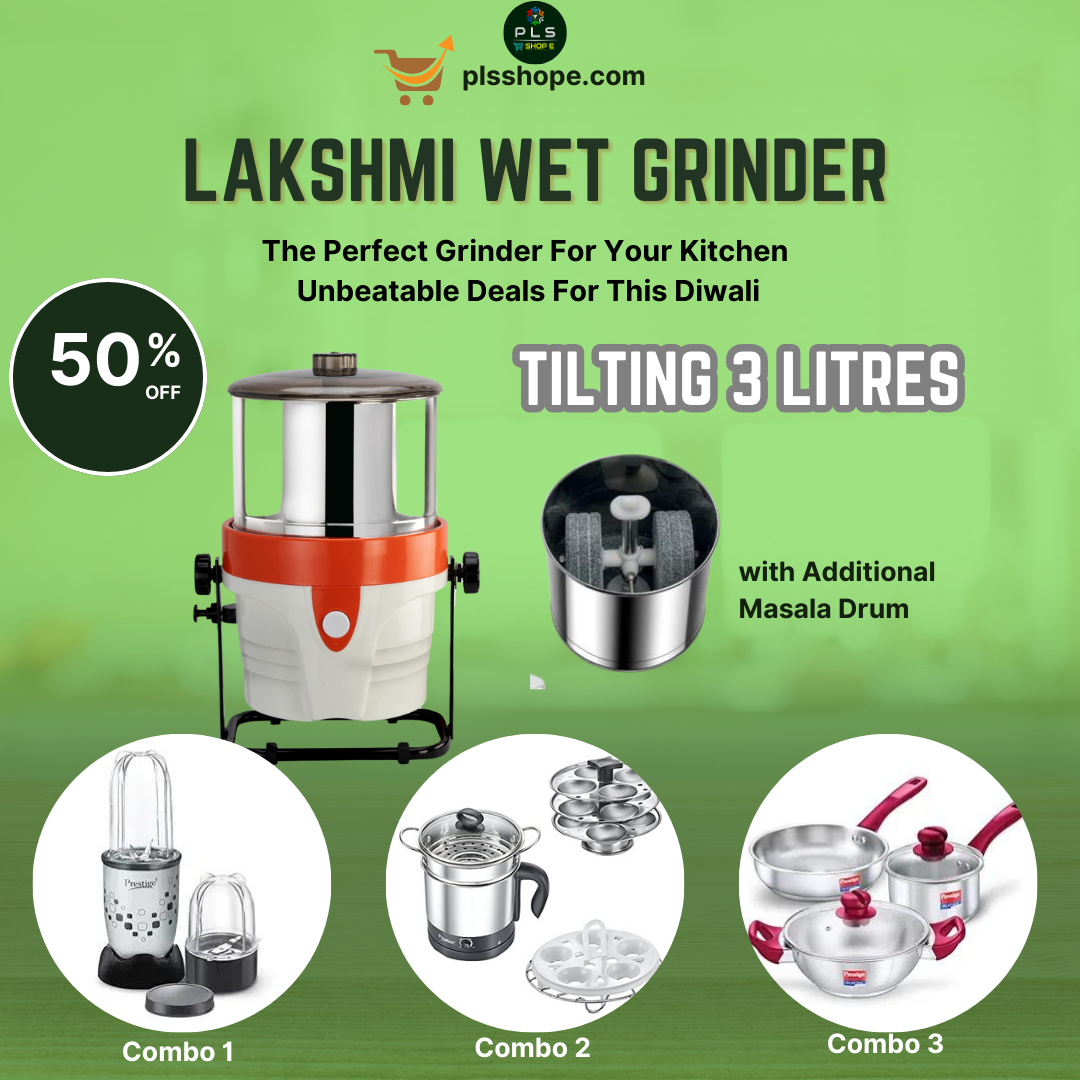 Lakshmi Tilting Wet Grinder 3 L, With Masala Drum, Diwali Offer 2024