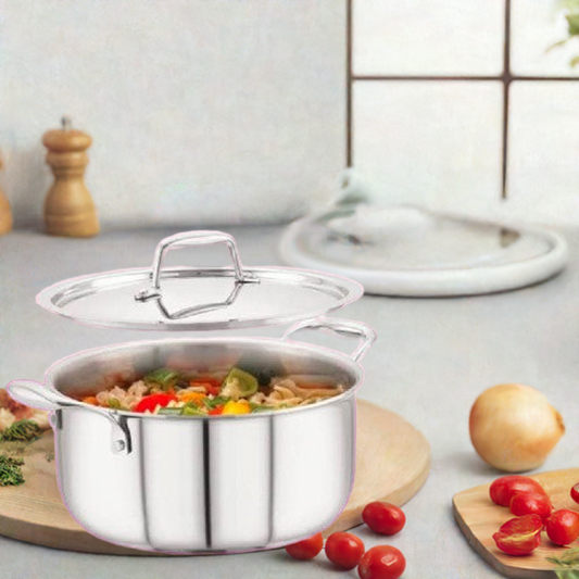 PLS Triply Casserole/Biriyani Pot With Lid 18cm/Capacity 2L