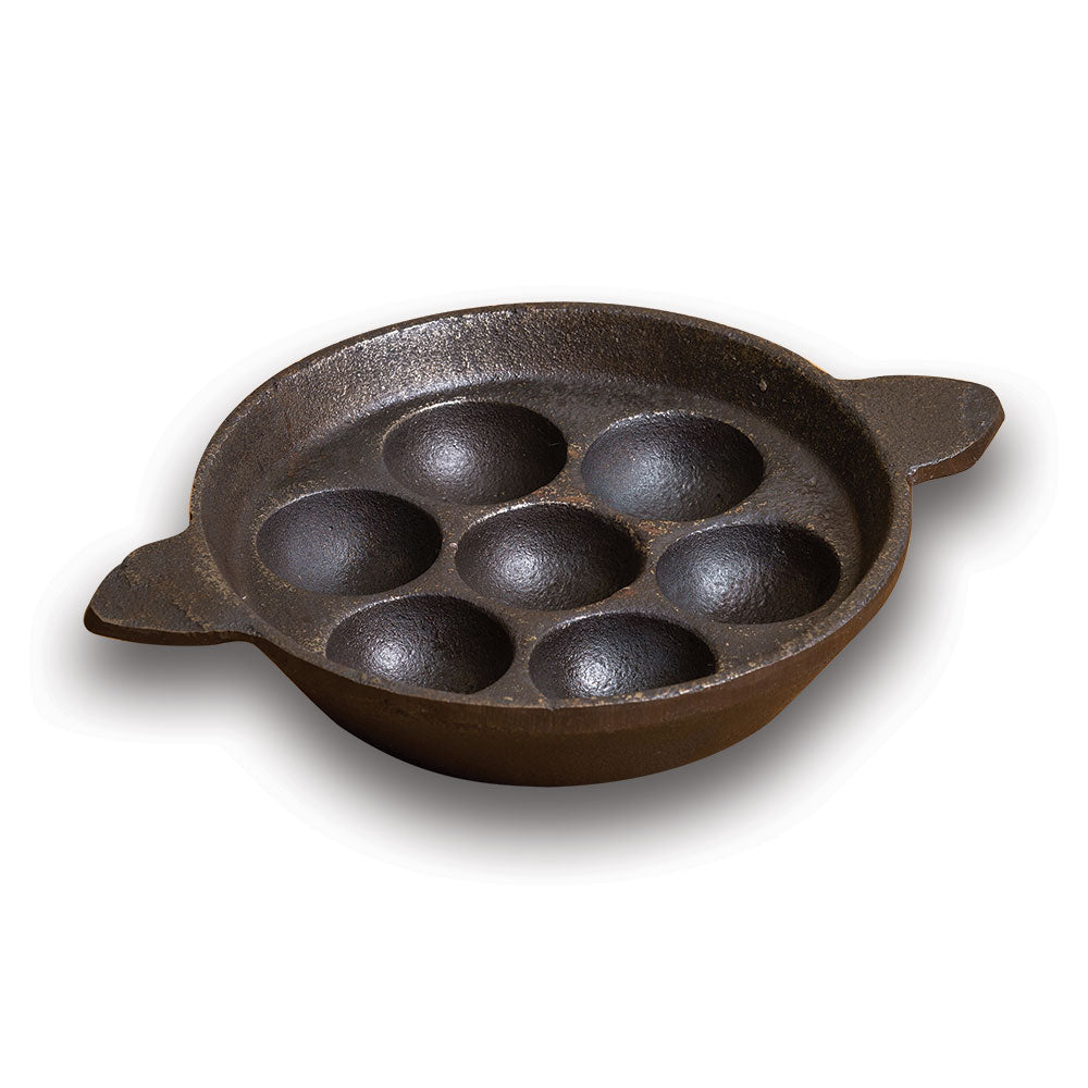 PLS Pre-Seasoned Cast Iron Paniyaram Pan 7 Pits With Ring