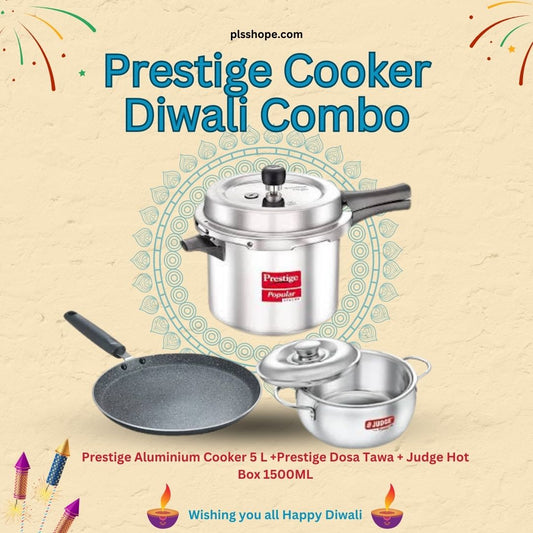 Prestige Popular Aluminum Cooker 5 L Diwali Combo 2024