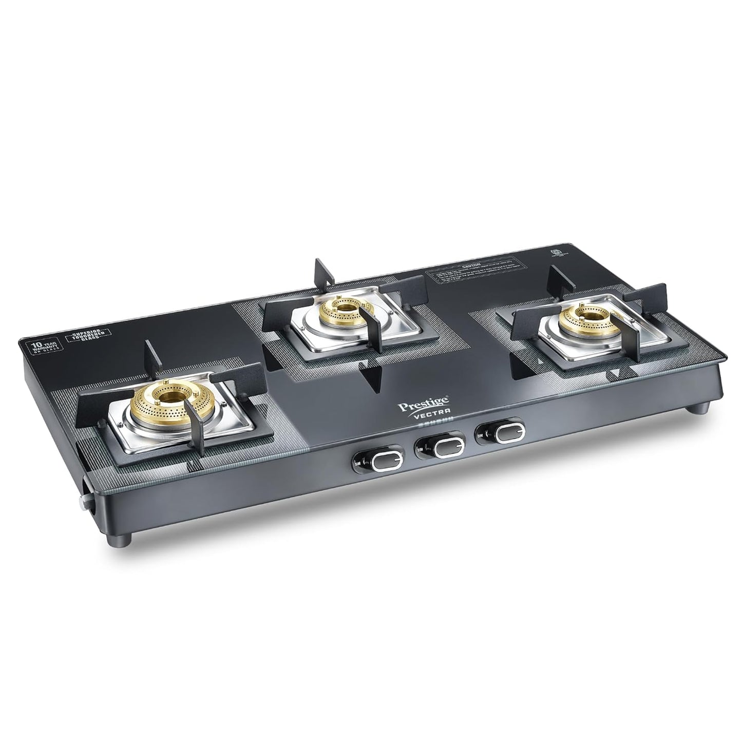 Prestige Vectra 3 Burner Glass Top Gas Stove