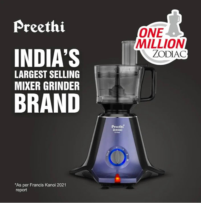 Preethi Zodiac Glitter MG 264, 750 Watts, 5 Jars including Masterchef Jar, Super Extractor,