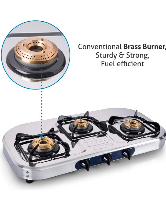 Glen Stainless Steel 3 Burner Gas Stove