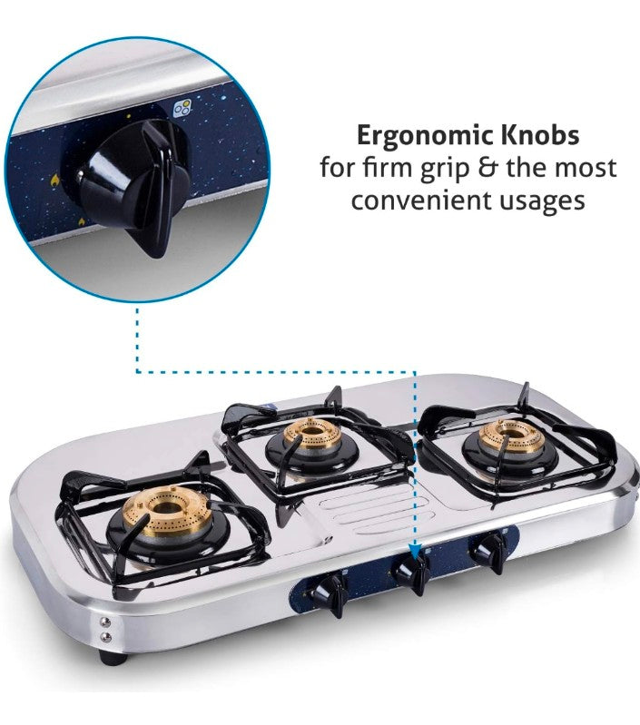 Glen Stainless Steel 3 Burner Gas Stove