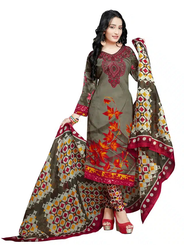 Cotton Unstitched Salwar Suit (Green)