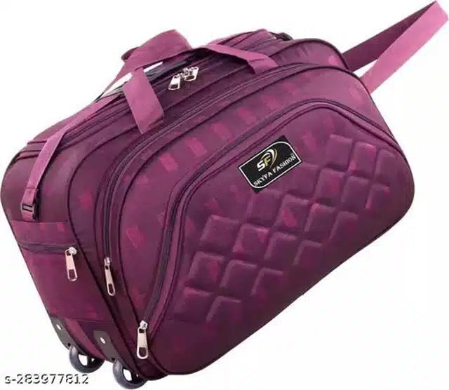 Polyester Strolley Duffel Bag (Purple, 60 L)