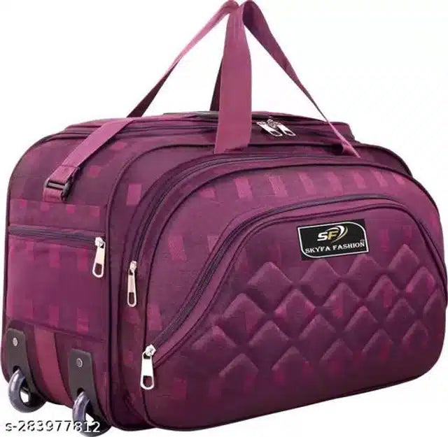 Polyester Strolley Duffel Bag (Purple, 60 L)