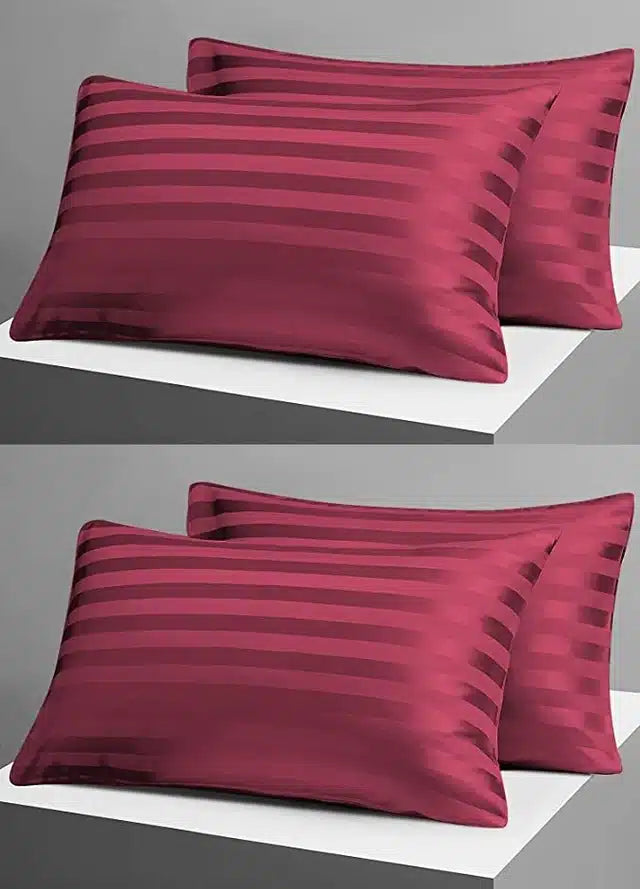 Cotton Pillow Covers (Maroon, 18x28 Inches) (Pack of 4)