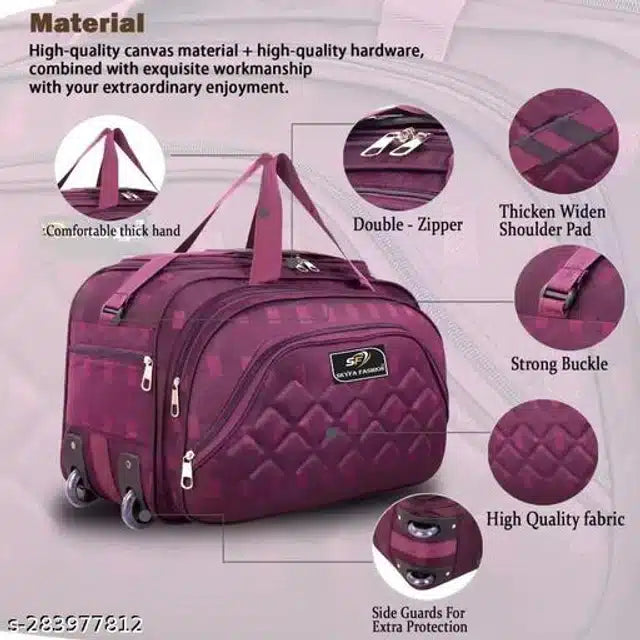 Polyester Strolley Duffel Bag (Purple, 60 L)