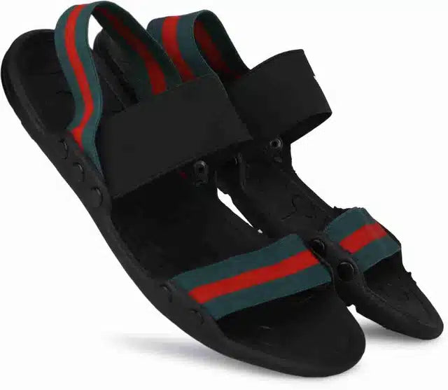 Sandals for Men (Black & Green, 6)