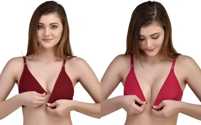 Front Open Bra for Women (Pack of 2) (Multicolor, 30B)