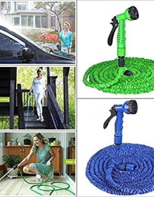 Garden Pipe New Expandable Magic Flexible Water Hose 50 Ft / 15 M EU Hose Plastic Hoses Pipe with Spray Gun to Watering Washing Cars (50feet / 15m) (Multi)