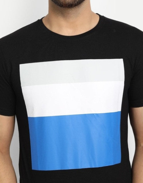 Men Colourblock Crew-Neck T-Shirt