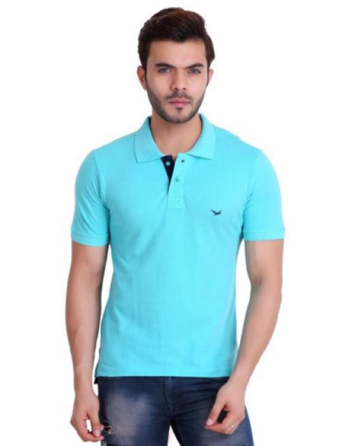 Men Light Green Polo T-Shirt