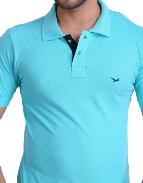 Men Light Green Polo T-Shirt