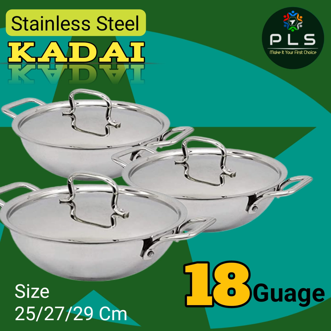 PLS Stainless Steel 18G Kadai