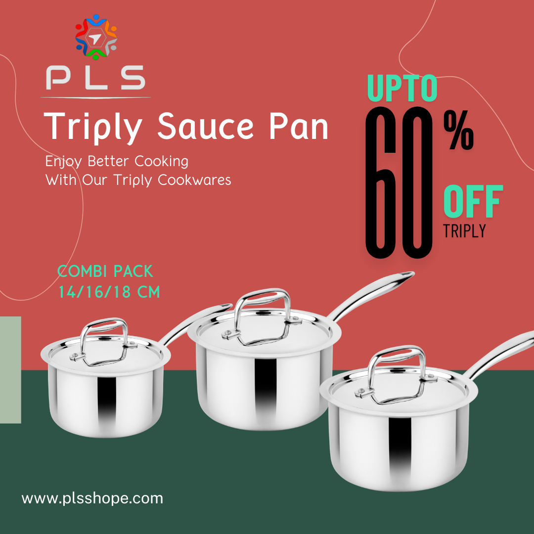 PLS Triply Sauce PAN With Lid Combi Offer (14/16/18cm)