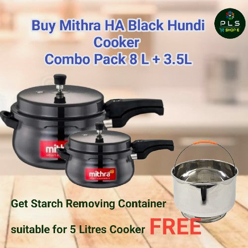 Mithra HA Black Hundi Cooker 8 L+3.5 L Combo