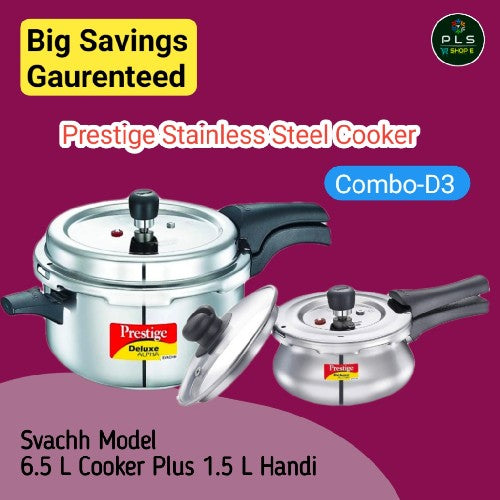 Prestige Stainless Steel Spilage Control Pressure Cookers Combo- D3