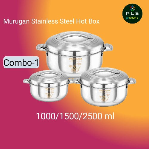 Murugan Stainless Steel Hot Box Combo 1(1000/1500/2500ml) – PLS SUPER BAZAR