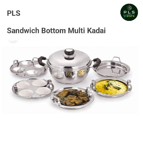 PLS 5 in 1 Sandwich Bottom Multi Kadai Small